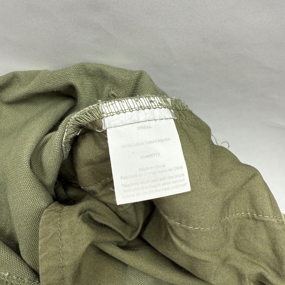 ONeill Olive Green "Curtis" Pants Womens Drawstring Waist Cropped Frayed Hem - Picture 6 of 9